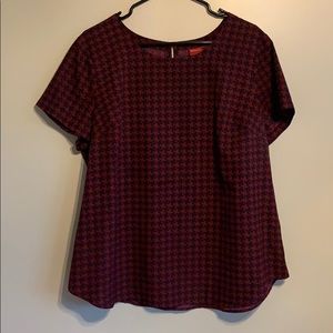 Shortsleeved Maroon and Blue Blouse